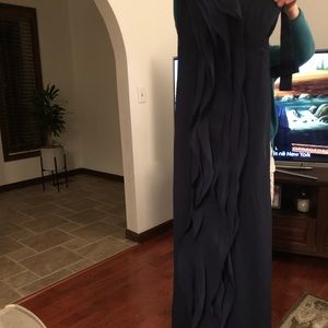 Long One-Shoulder Bridesmaid Dress with Ruffles